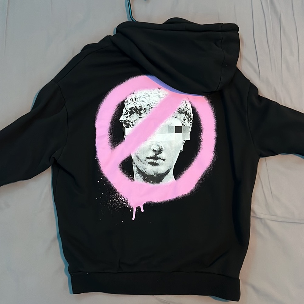 Oversized hoodie with back print in black